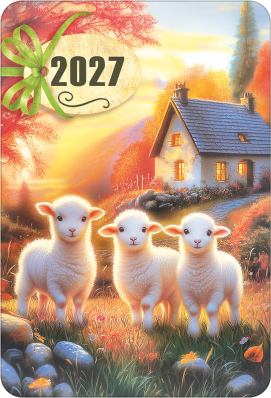 Календарь карманный 2027 "три ягнёнка у домика"