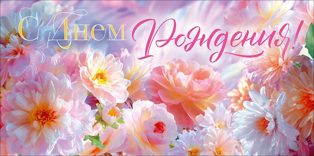 Конверт для денег "с днём рождения!" нежные цветы текст