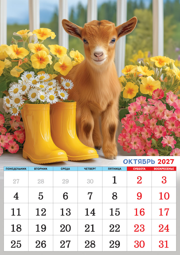 Календарь настенный перекидной 2027 34х48 "символ года. милые малыши"