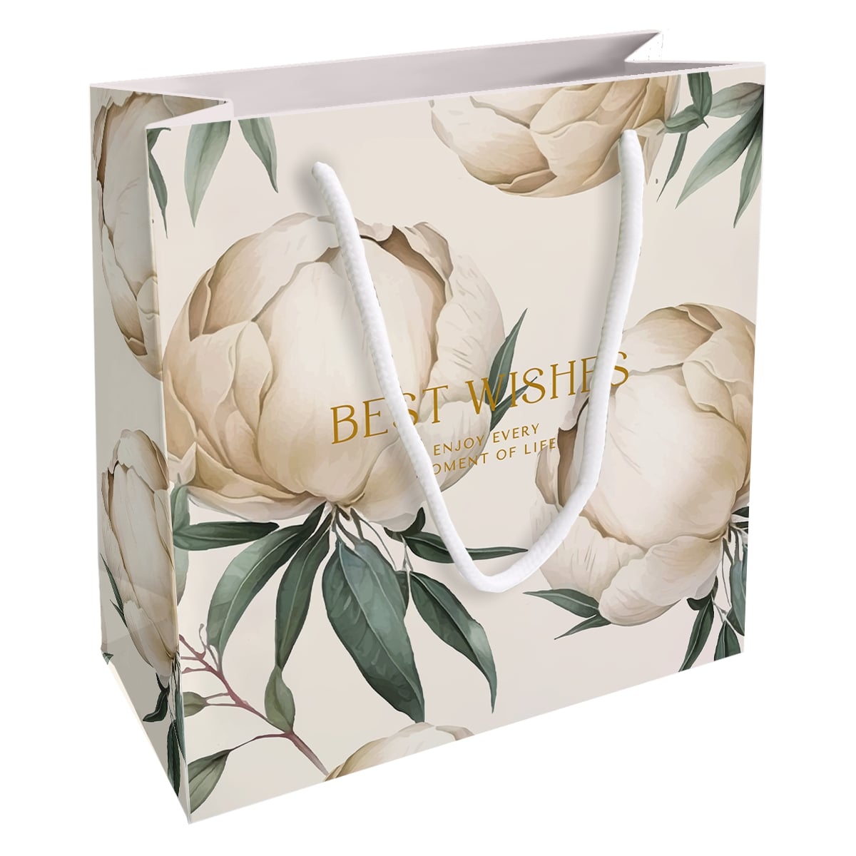 пакет подарочный "peony" айвори (20х20см) Пакет подарочный "peony" айвори (20х20см)