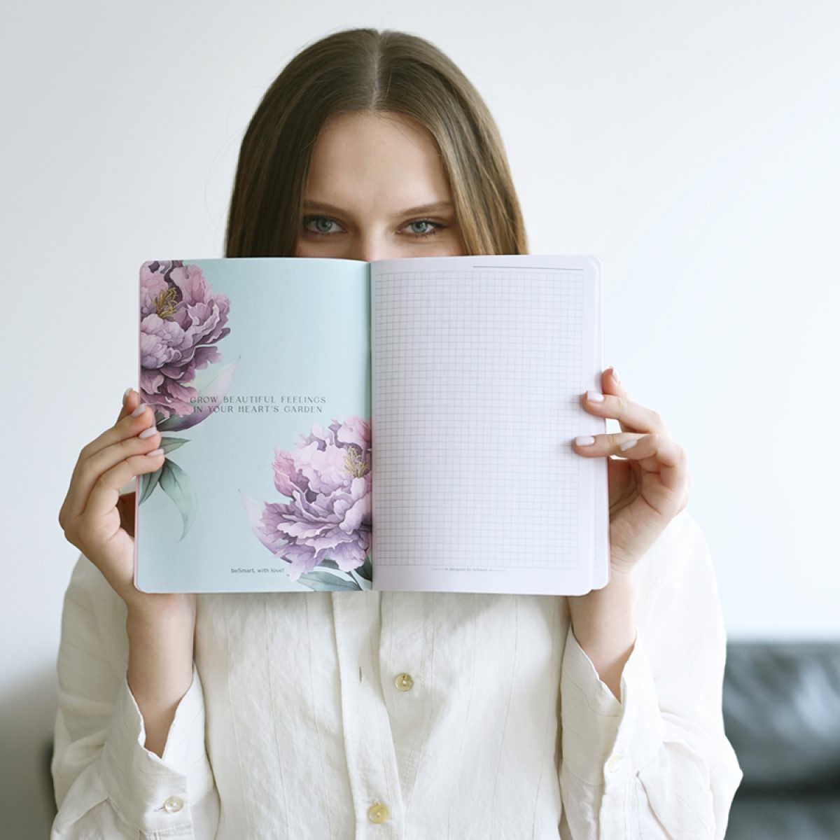 Тетрадь 40л. кл. "peony" фиолетовый (be smart) б/б,лам.,дв.обл.