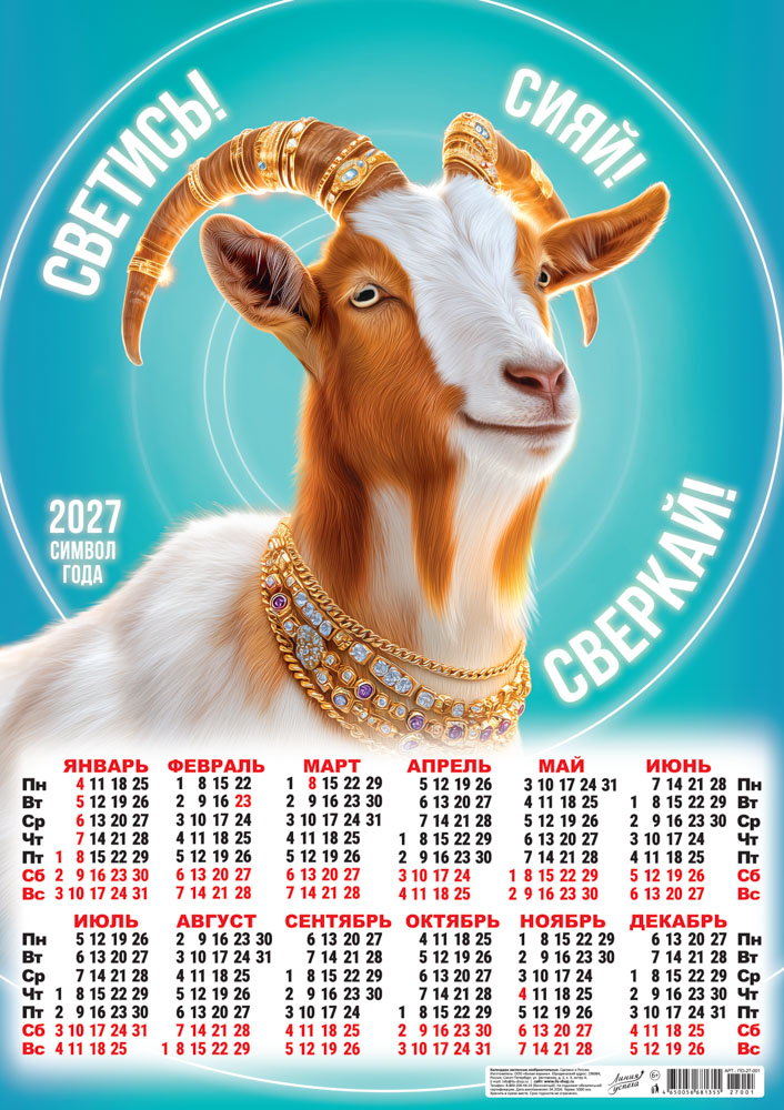 календарь настенный 2027 а2 "символ года. светись, сияй, сверкай!" Календарь настенный 2027 а2 "символ года. светись, сияй, сверкай!"
