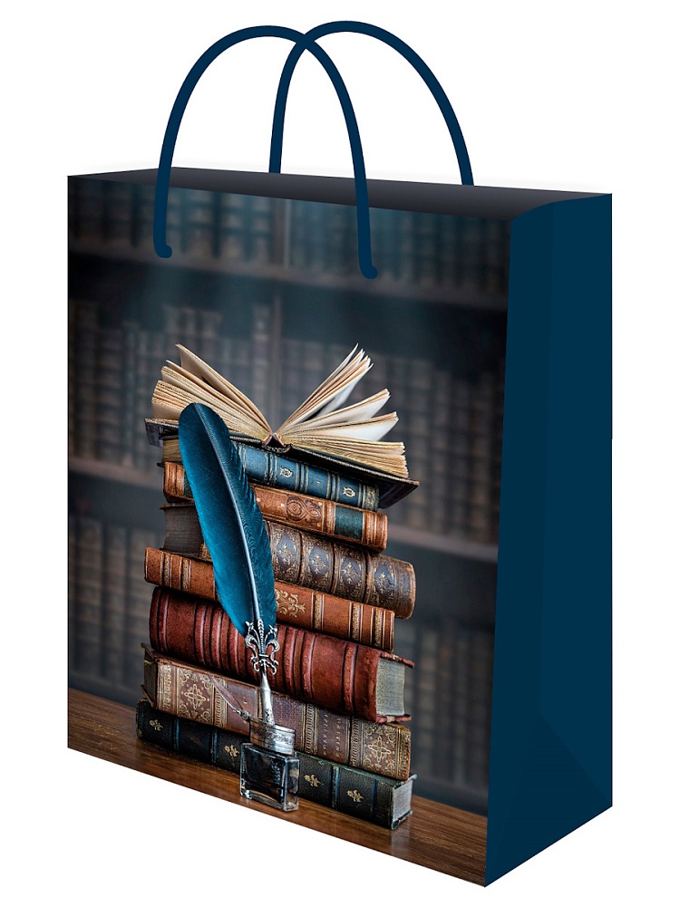 Пакет подарочный "книги" (26х32х8см)