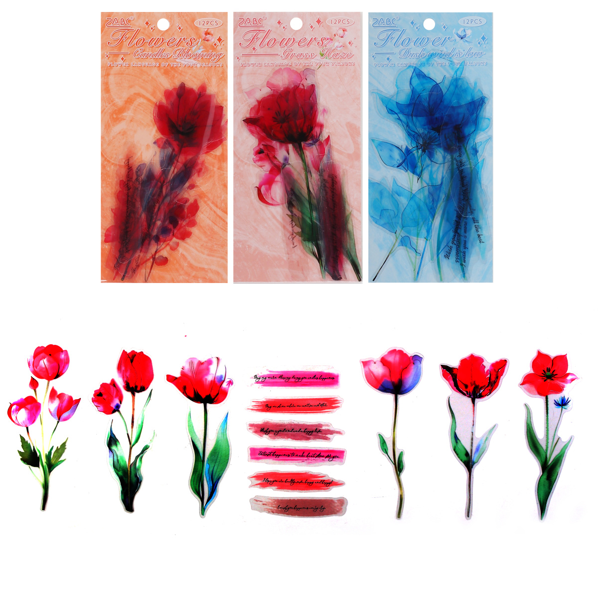 Наклейки "flowers" 8,5х15см 6 листов
