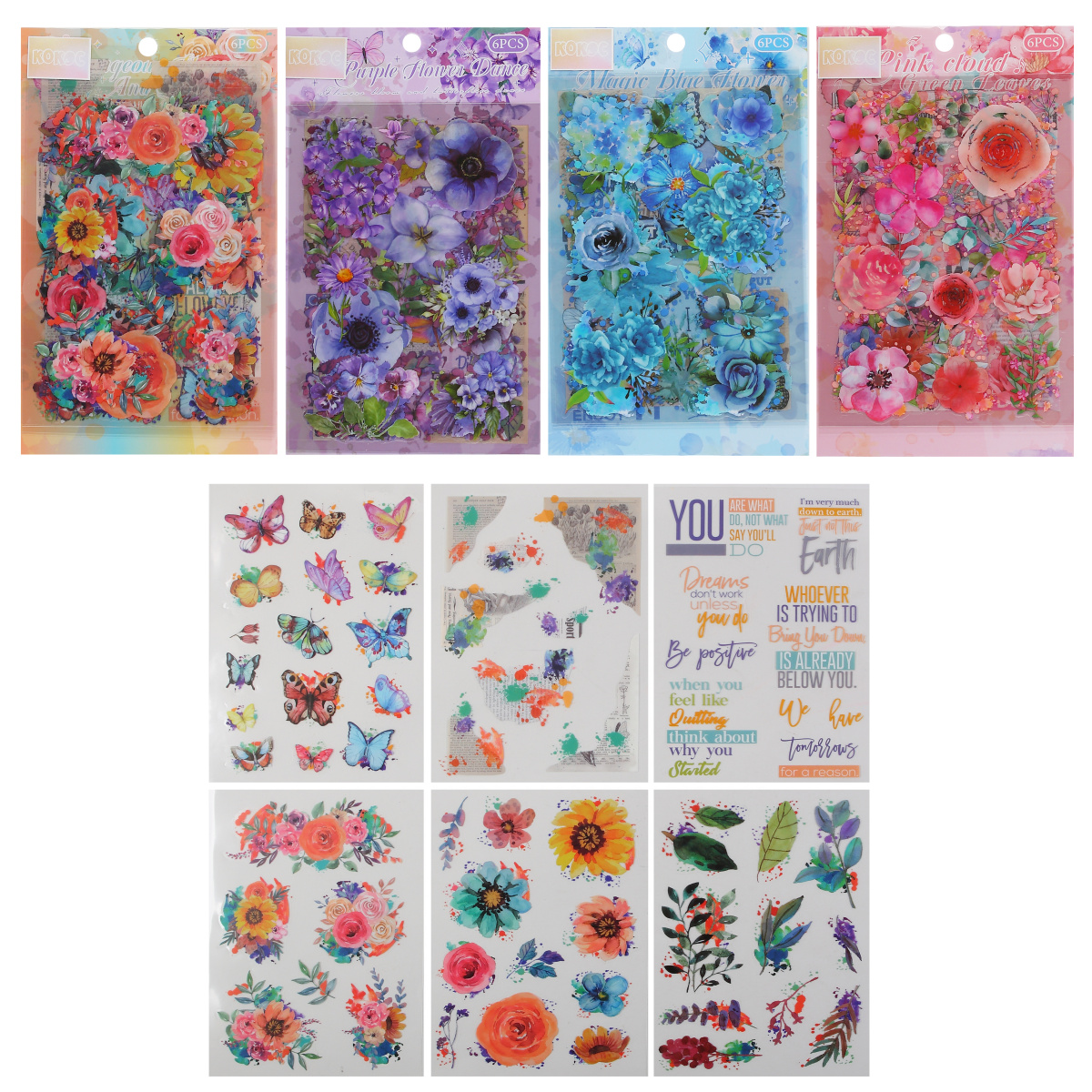 наклейки "flowers" 12х16,5см 6 листов Наклейки "flowers" 12х16,5см 6 листов