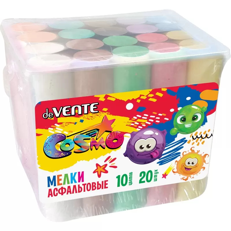 Мел цветной для асфальта devente "cosmo" 20 шт.10цв.