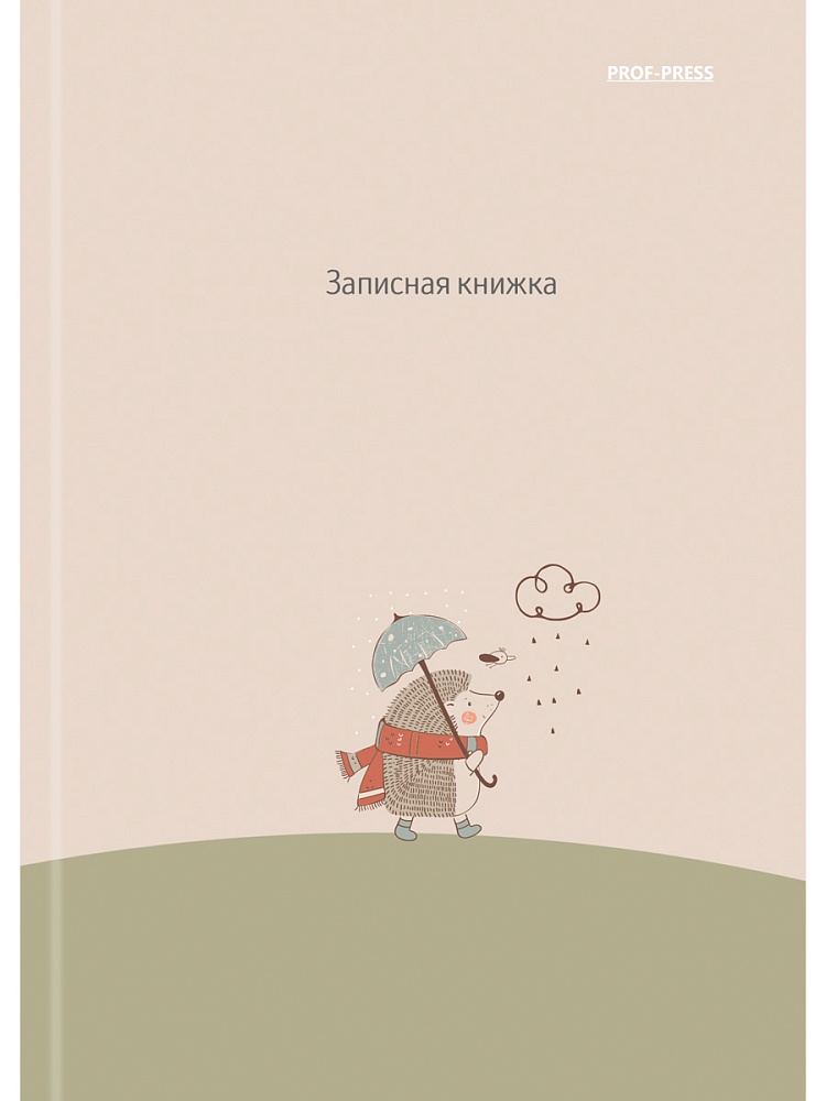 Книжка записная а6 тв.обл. 48л. кл. "ёжик с зонтиком" (проф-пресс) глянц.лам.