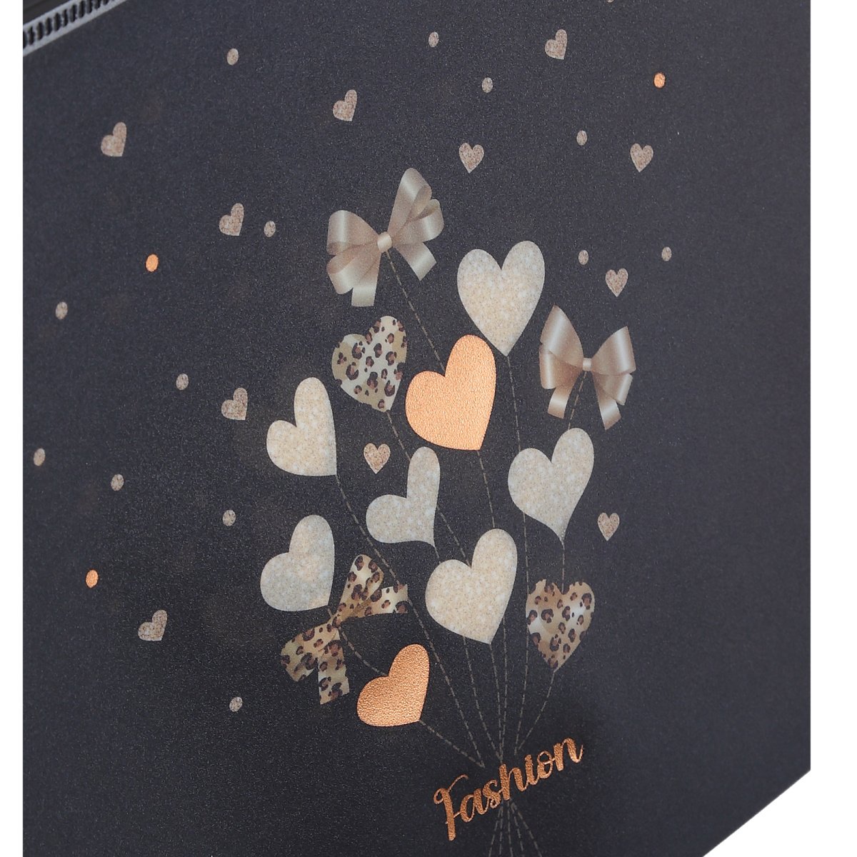 Папка-конверт на молнии а4+ 180мкм кокос "fashion hearts" с рис.