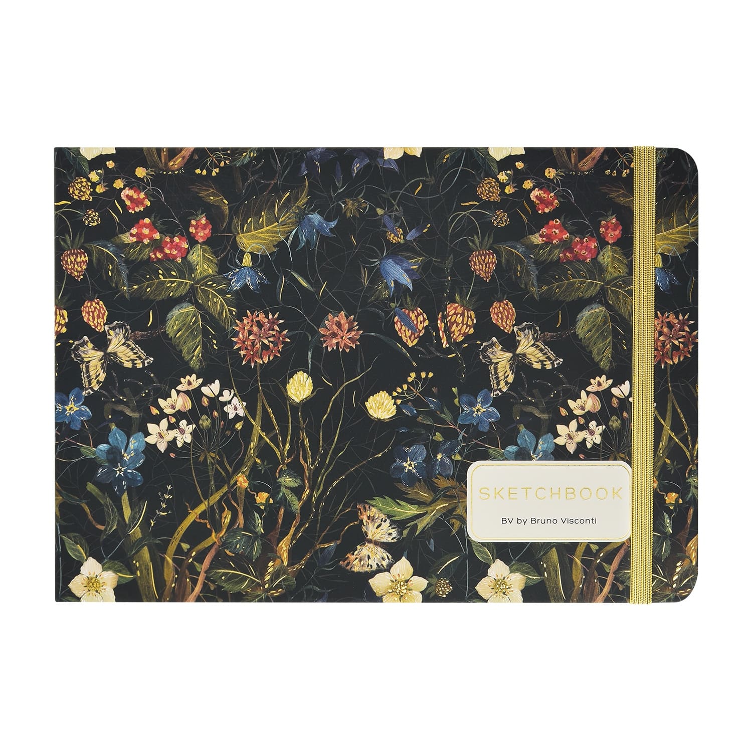 скетчбук а5 100л. тв.обл. "flora. лесные ягоды" (bruno visconti) 100г/м2,резинка Скетчбук а5 100л. тв.обл. "flora. лесные ягоды" (bruno visconti) 100г/м2,резинка