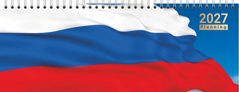 Еженедельник 2027 295х106мм картонная обложка "россия"