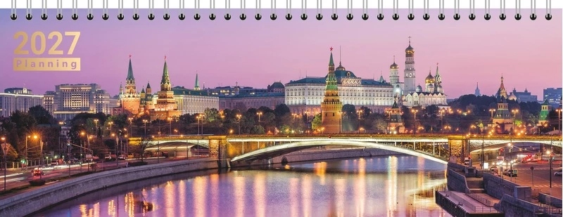 Еженедельник 2027 295х106мм картонная обложка "москва. летний вечер"