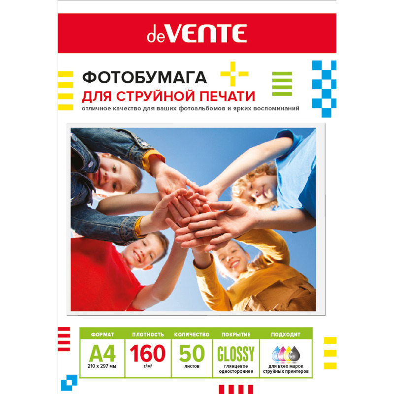 бумага д/фотопечати а4 devente 160г 50л. глянцевая Бумага д/фотопечати а4 devente 160г 50л. глянцевая