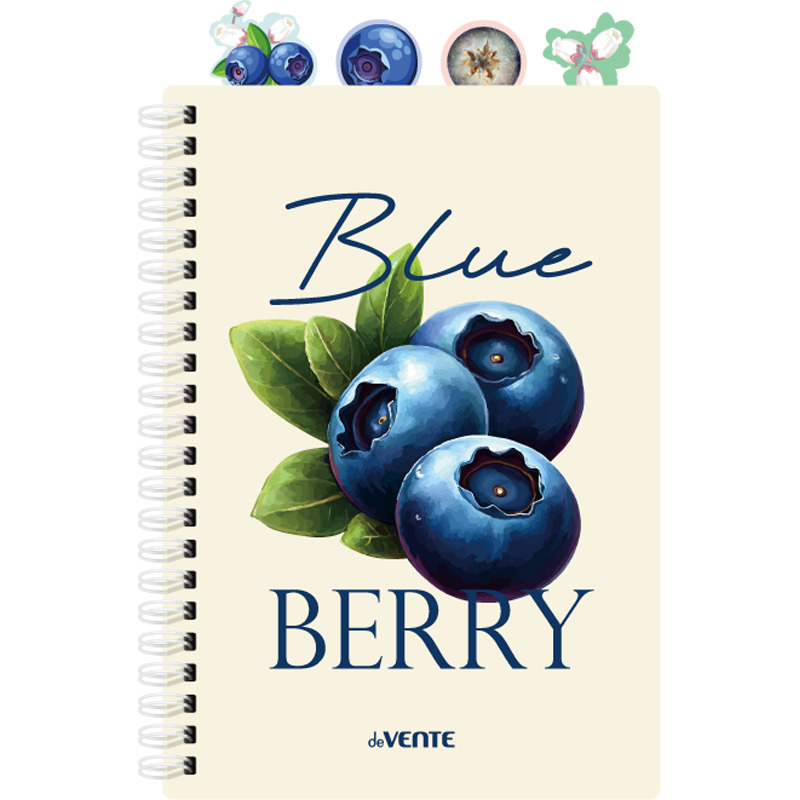 Тетрадь а5 пласт.обл. гребень 80л. кл. "fruits. blueberry" (devente) б/б,разделители