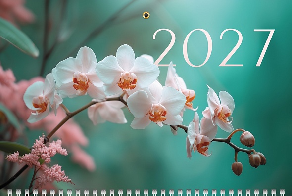 Календарь настенный 1-блочный 2027 "нежная орхидея" + бегунок