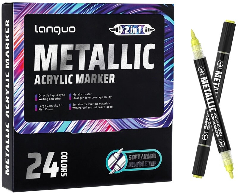 набор маркеров акрил. languo "metallic" 24шт. двустор. Набор маркеров акрил. languo "metallic" 24шт. двустор.