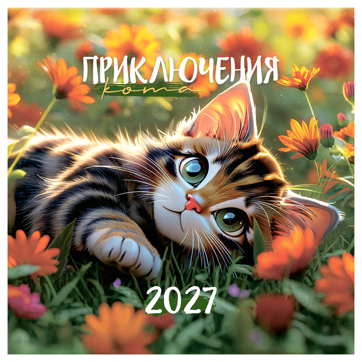 Календарь настенный перекидной 2027 29х29 12л. "приключения кота"