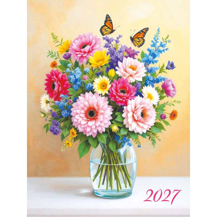 Календарь настенный отрывной 2027 100х135 "цветы" с магнитным креплением