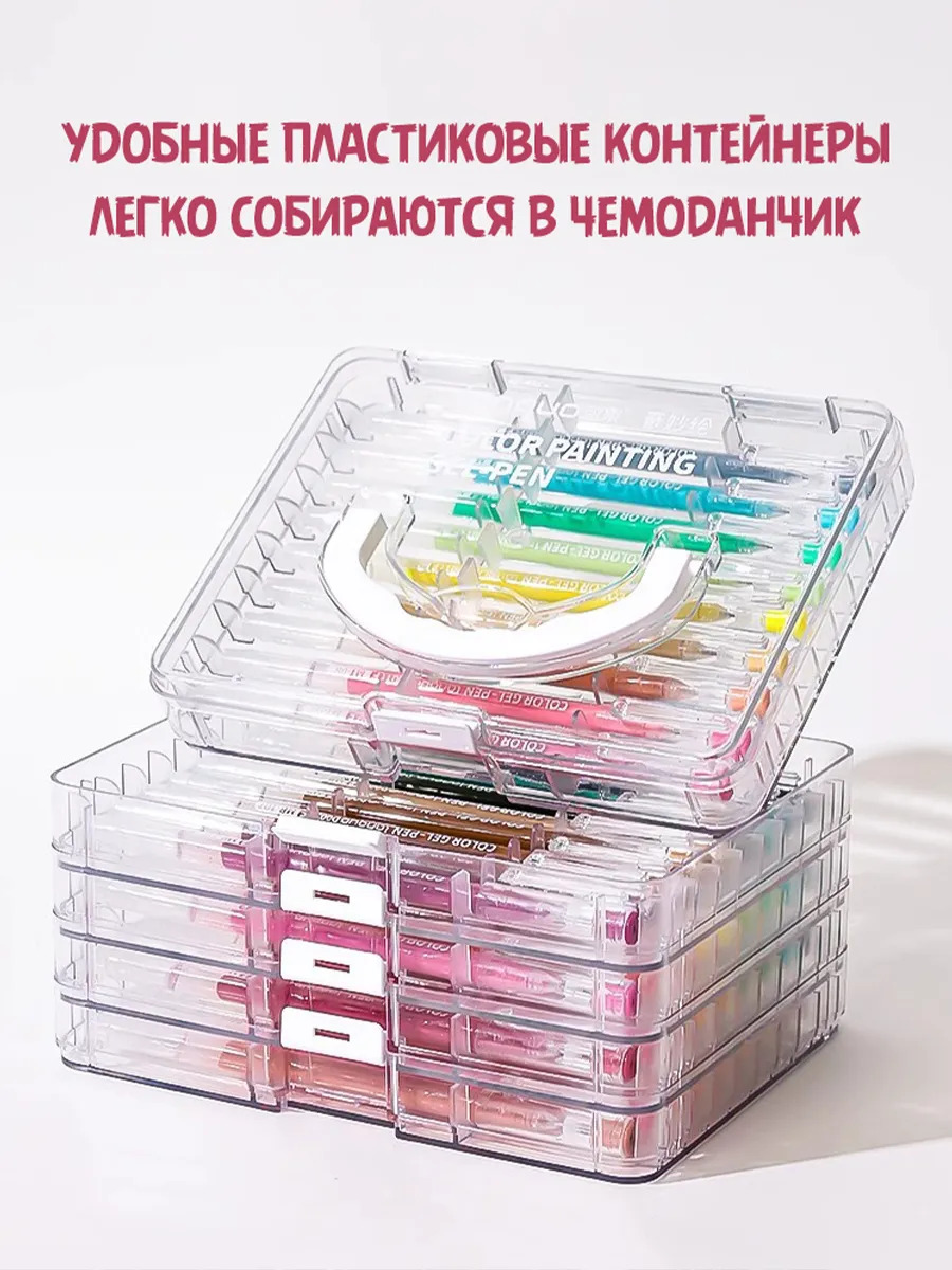 Ручка гел. в наборе languo 72шт. 0,6мм в подар.коробке