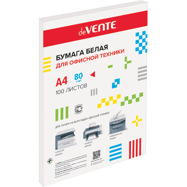 Бумага офисная а4 devente 100л. 80г