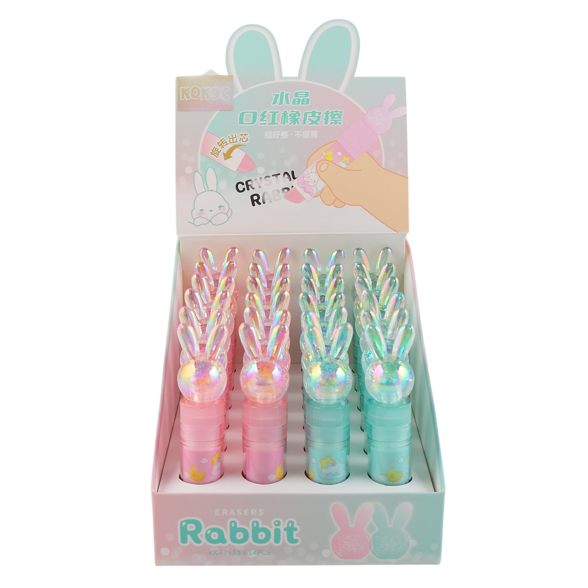 Ластик-карандаш кокос "kuki. rabbit" 110х20х20мм асс-т