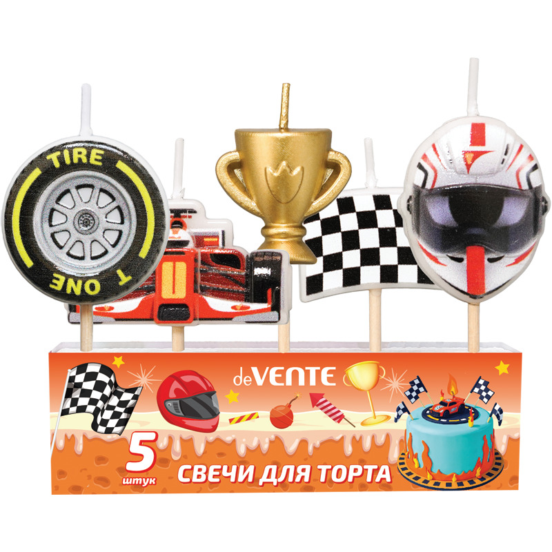 Набор свечей для торта 5шт. devente "автогонки"
