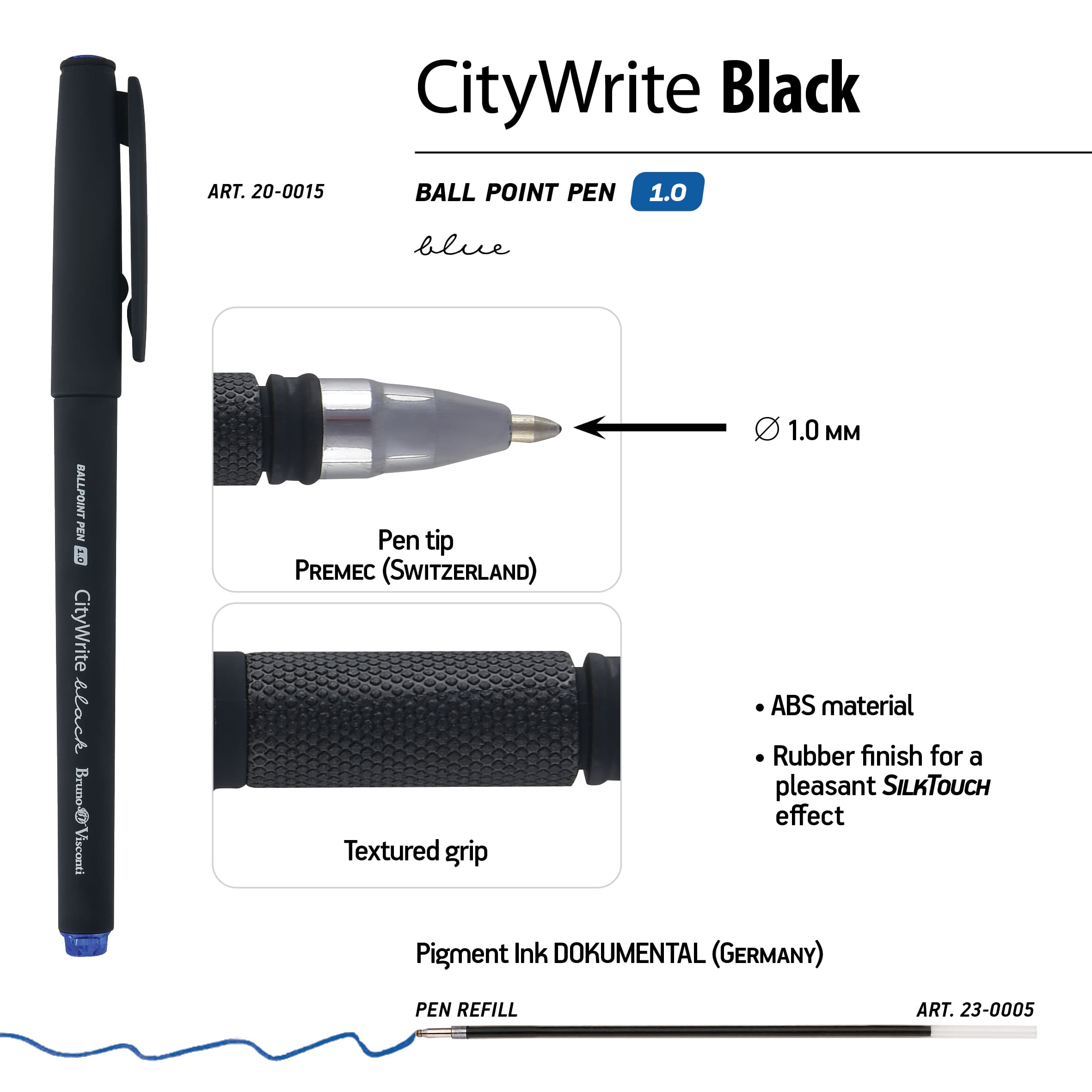 Ручка шар."bruno visconti "citywrite.black" 1,0мм синяя