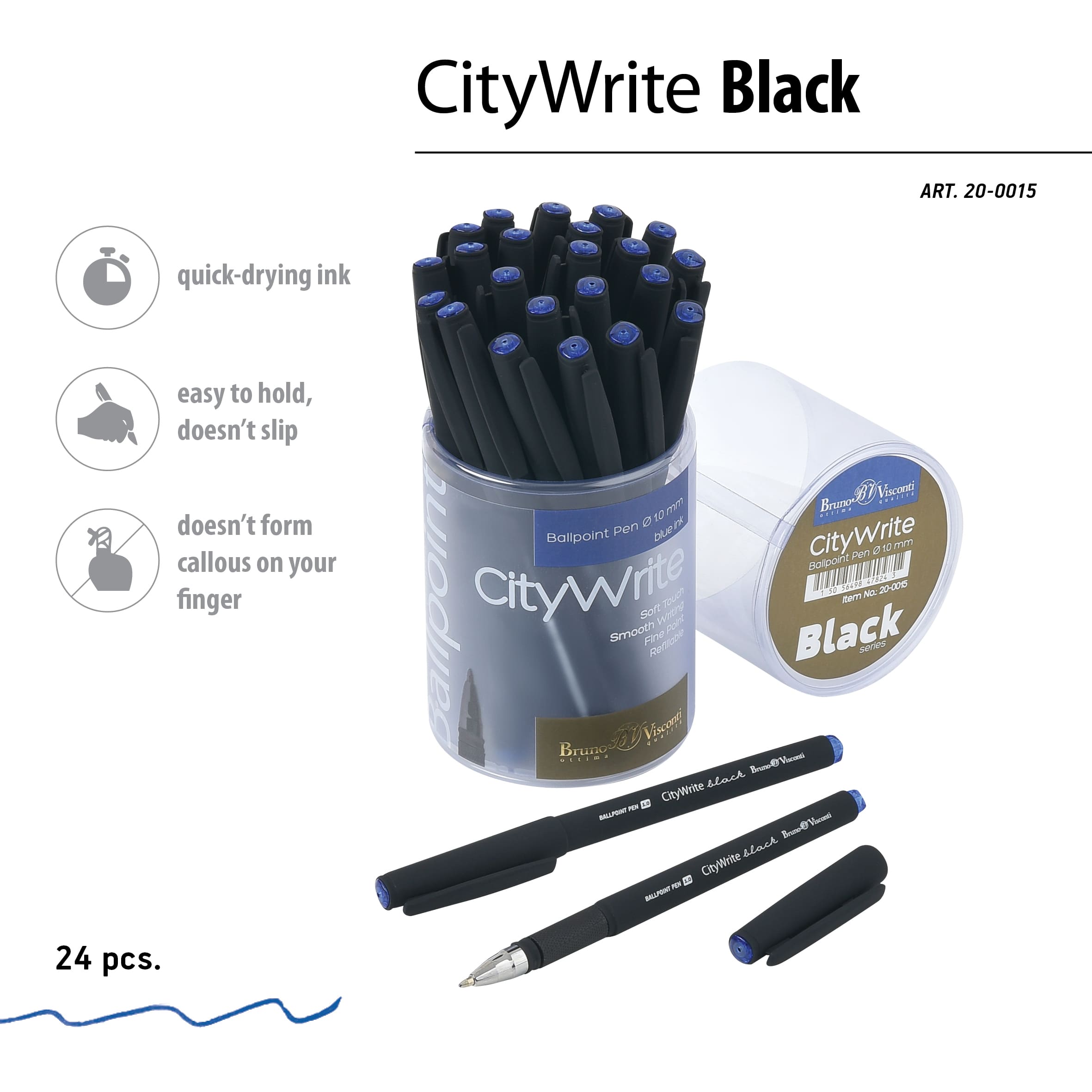 Ручка шар."bruno visconti "citywrite.black" 1,0мм синяя