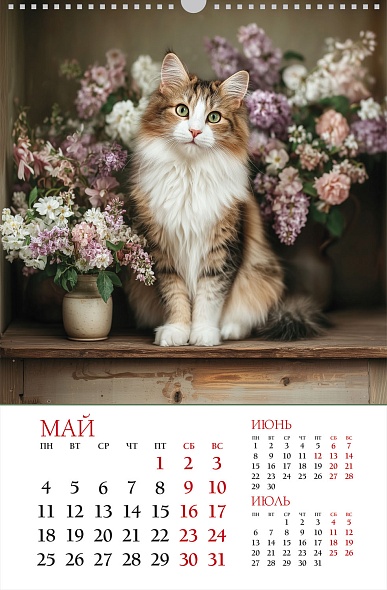 Календарь настенный перекидной 2027 30х45 12 листов "великолепные кошки"