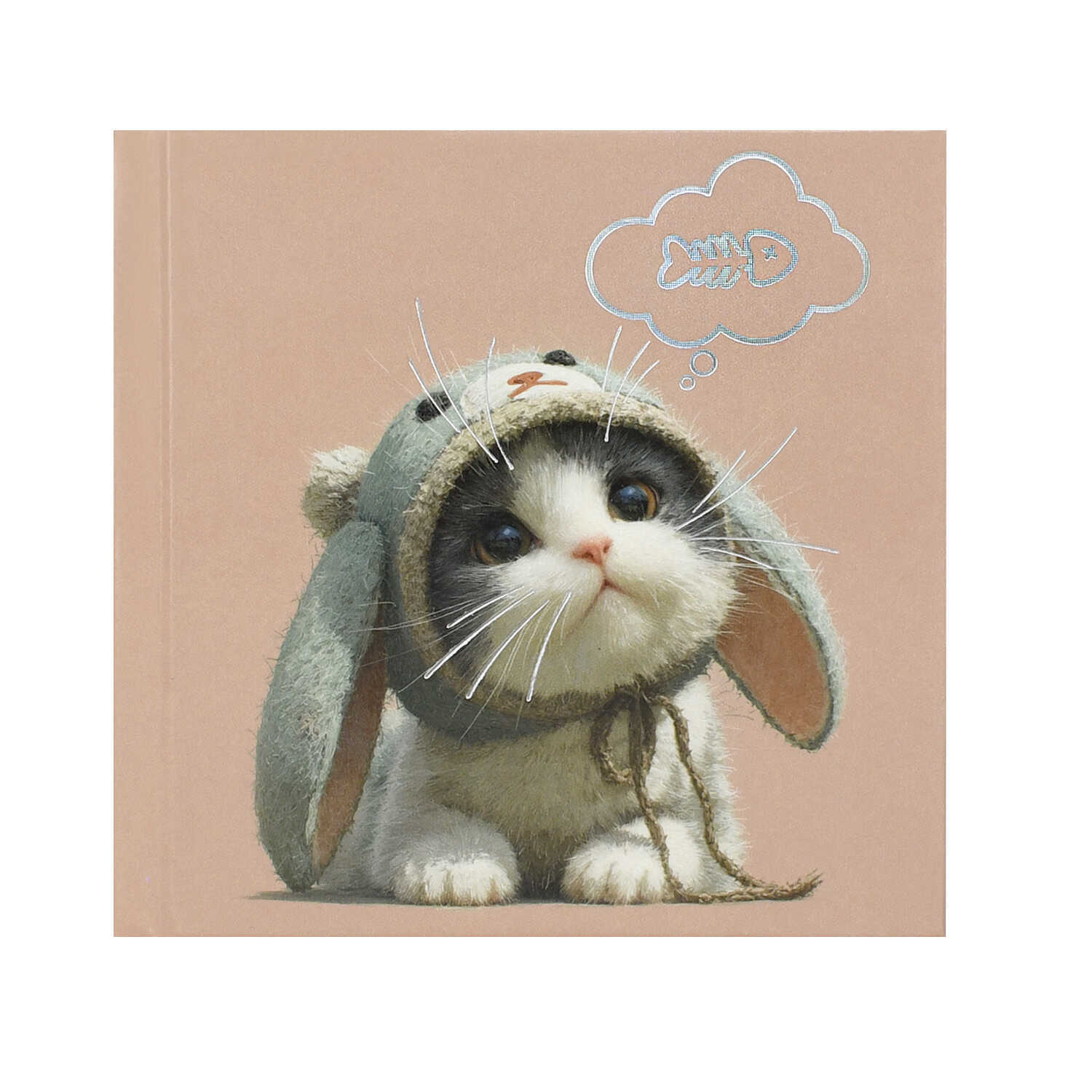 Книжка записная 105х105мм тв.обл. 48л. кл. "котёнок-зайчик" (феникс+) глянц.лам.,тиснен.фольгой
