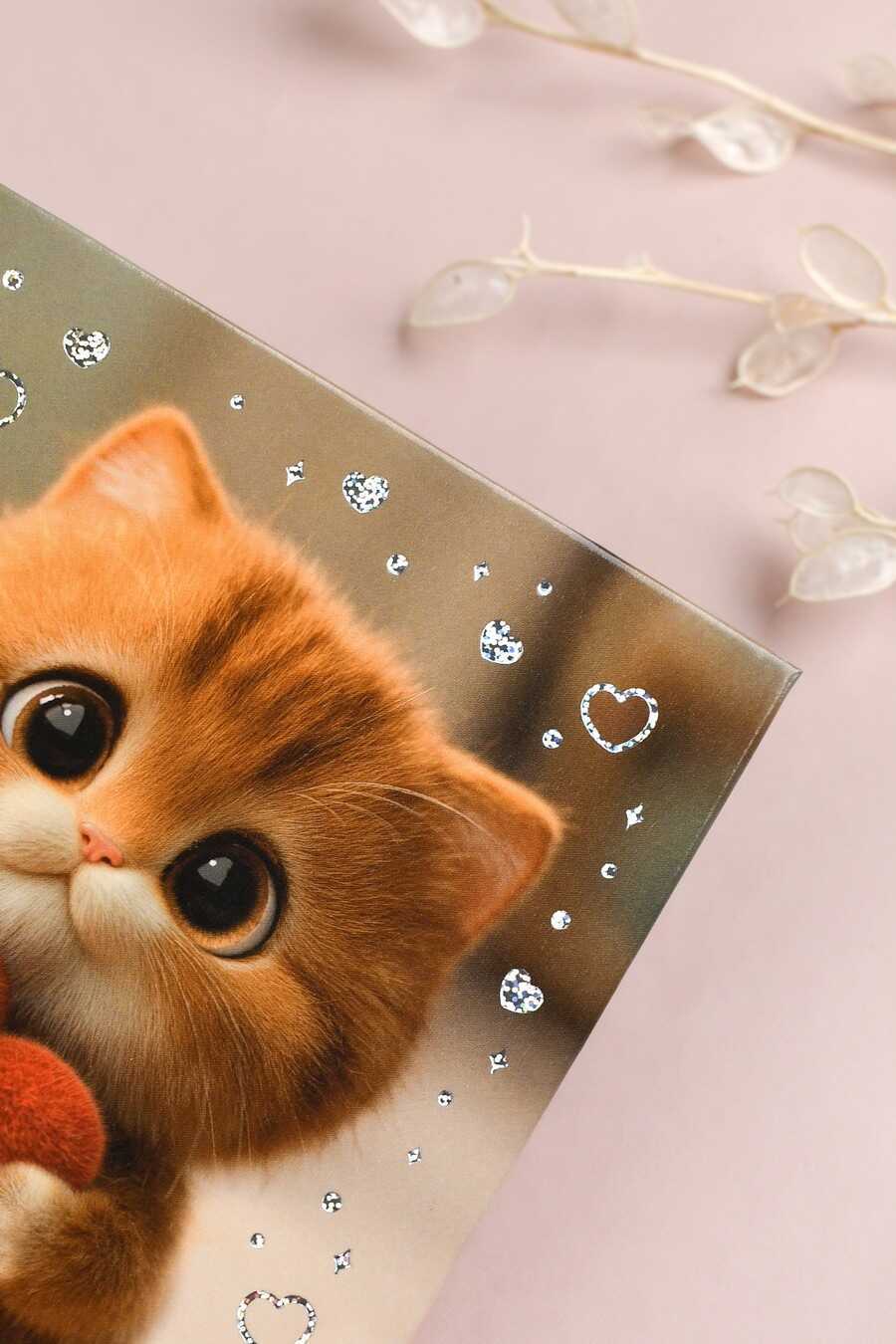 Книжка записная 105х105мм тв.обл. 48л. кл. "котик с сердечком" (феникс+) глянц.лам.,тиснен.фольгой