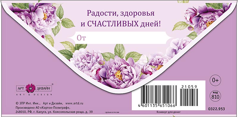 Конверт для денег "с днём рождения" радости… текст