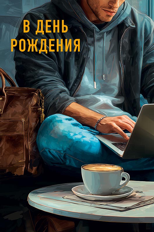 Открытка а5 "в день рождения" дел в удовольствие… лак фольга текст
