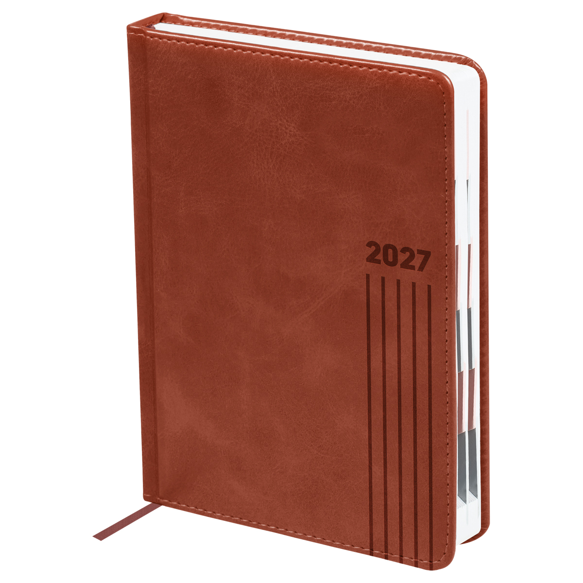 Ежедневник 2027 а5 bg "vesper index. brown" коричневый, бел.блок,кож.зам.