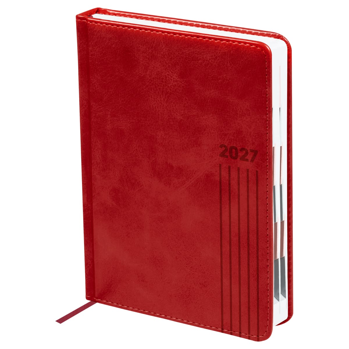 Ежедневник 2027 а5 bg "vesper index. dark red" темно-красный, бел.блок,кож.зам.