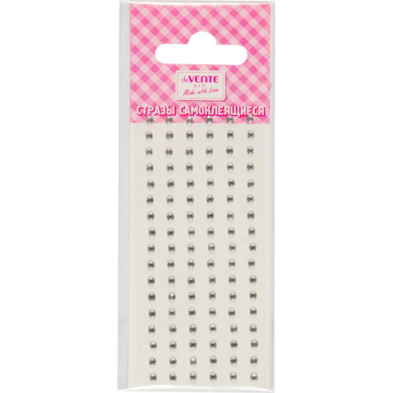 Наклейки стразы акриловые devente "diy clear adhesive rhinestones" серебристые 102 шт