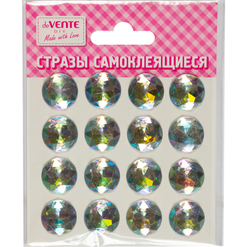 Наклейки стразы акриловые devente "diy diamonds" переливающиеся 16 шт