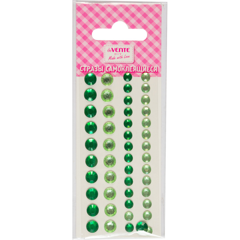 Наклейки стразы акриловые devente "diy two tone rhinestones" зеленые 48 шт