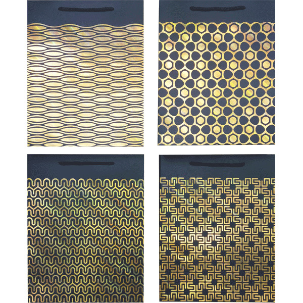 Пакет подарочный "black&gold" (31х42х12см) асс-т
