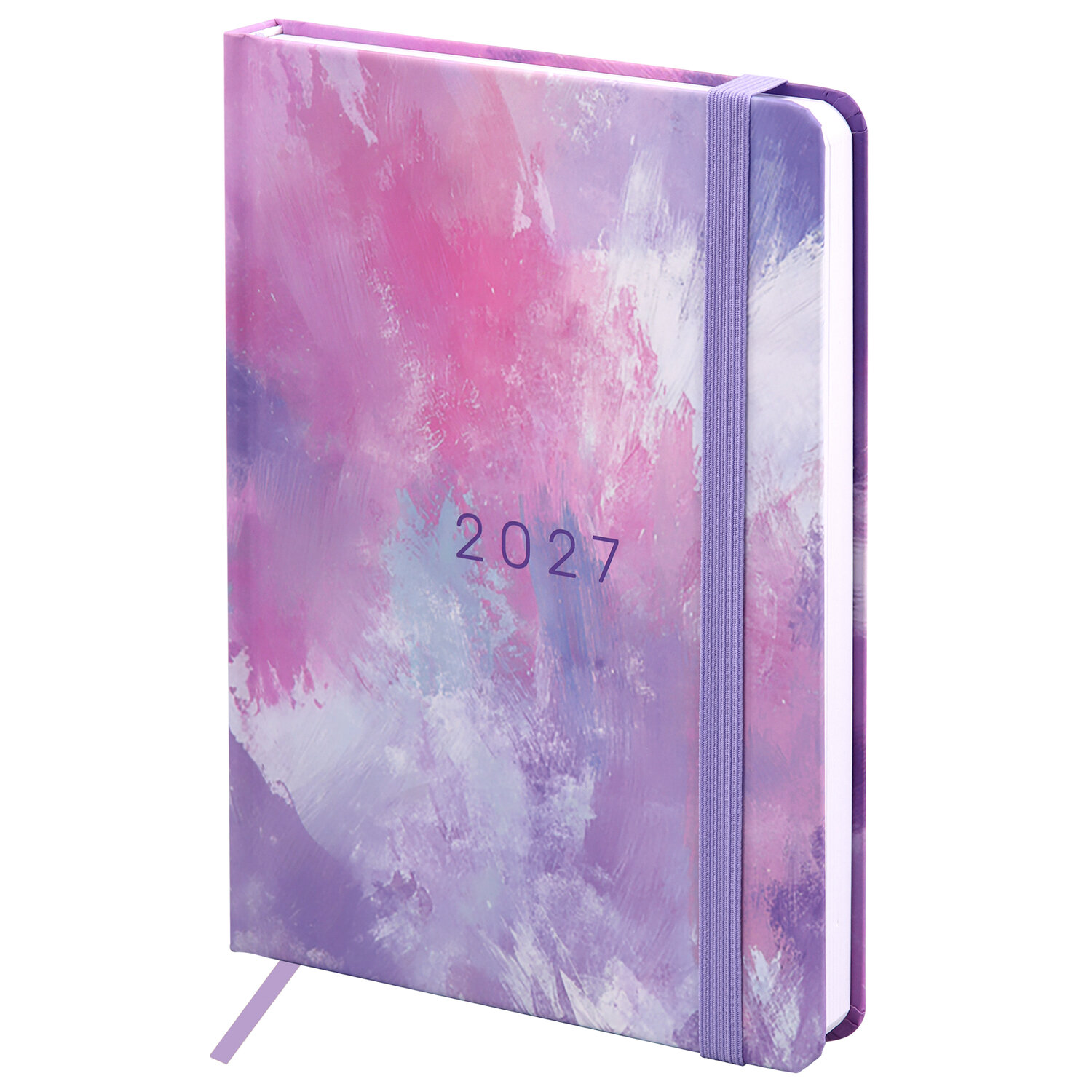 Ежедневник 2027 а5 brauberg "pastel" сиреневый резинка