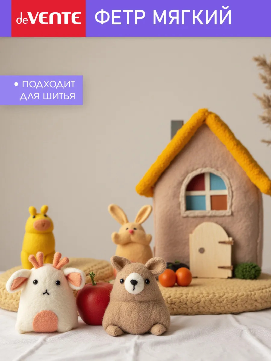 Фетр а4 1мм 20цв.20л. devente "hobby creative. яркие цвета" мягкий