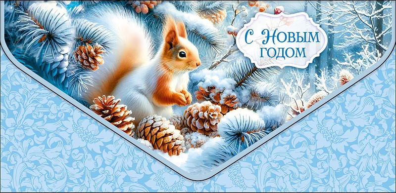 Конверт для денег "с новым годом" конгрев лак фольга
