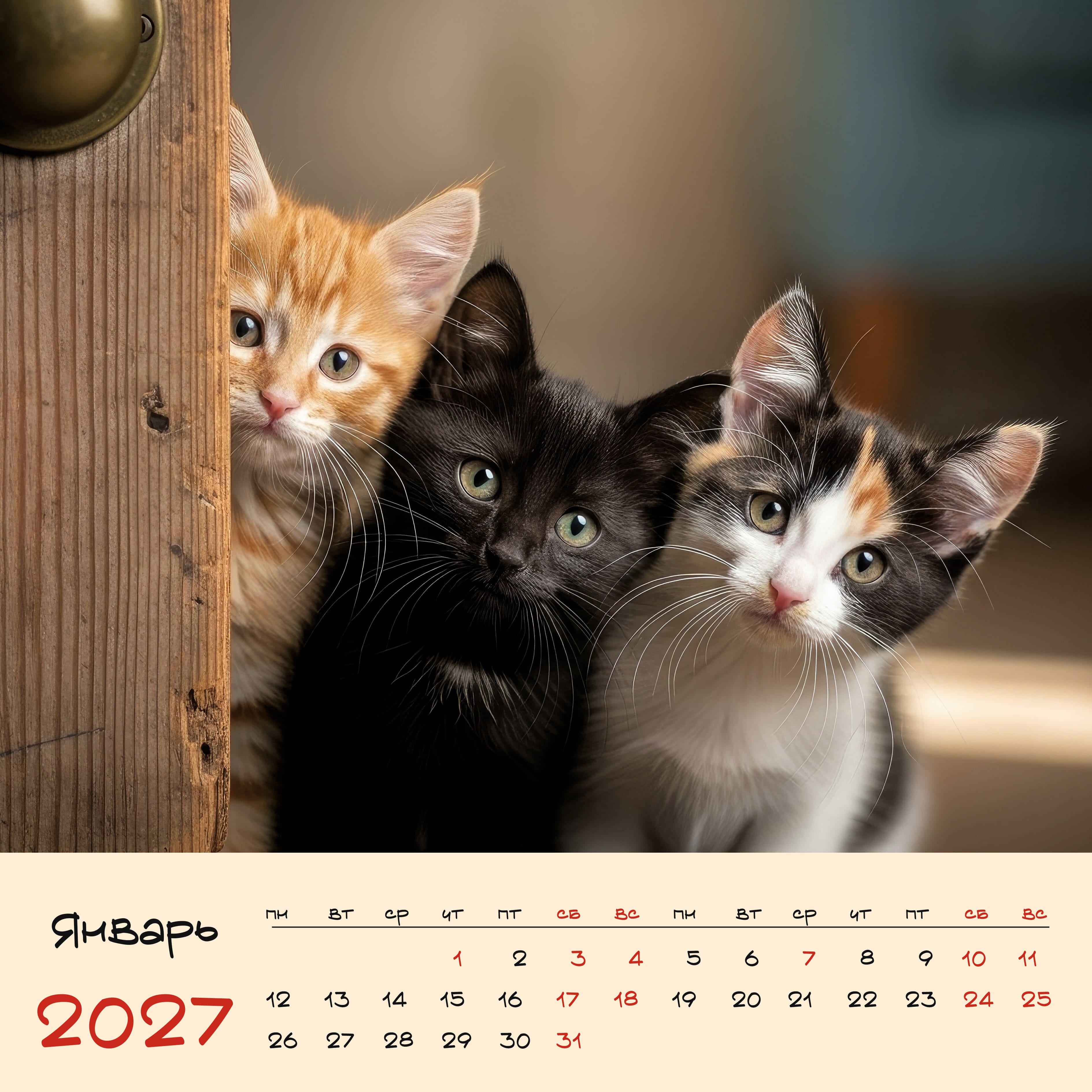 Календарь настенный перекидной 2027 32х32 6л.спир. "милые пушистики"