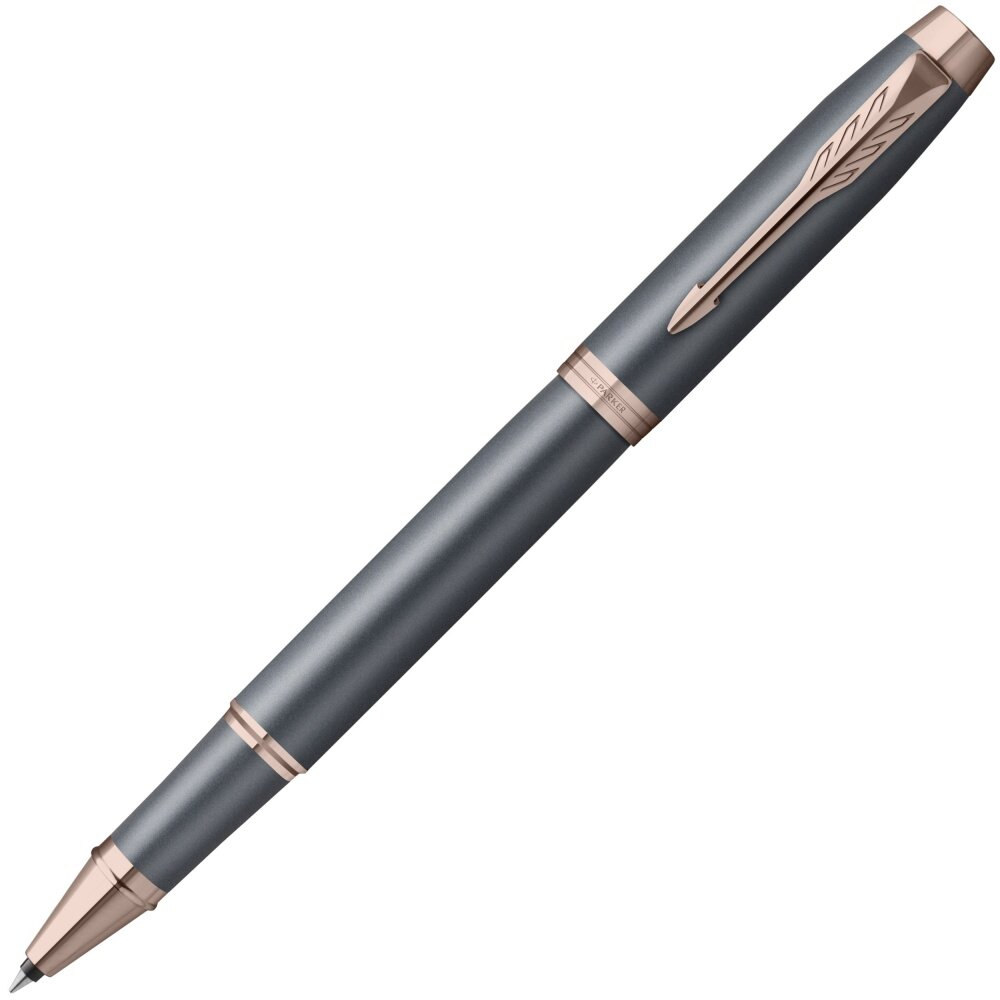 Ручка роллер подар.parker "im slate rose gold pv d trim" чёрная 0,5мм