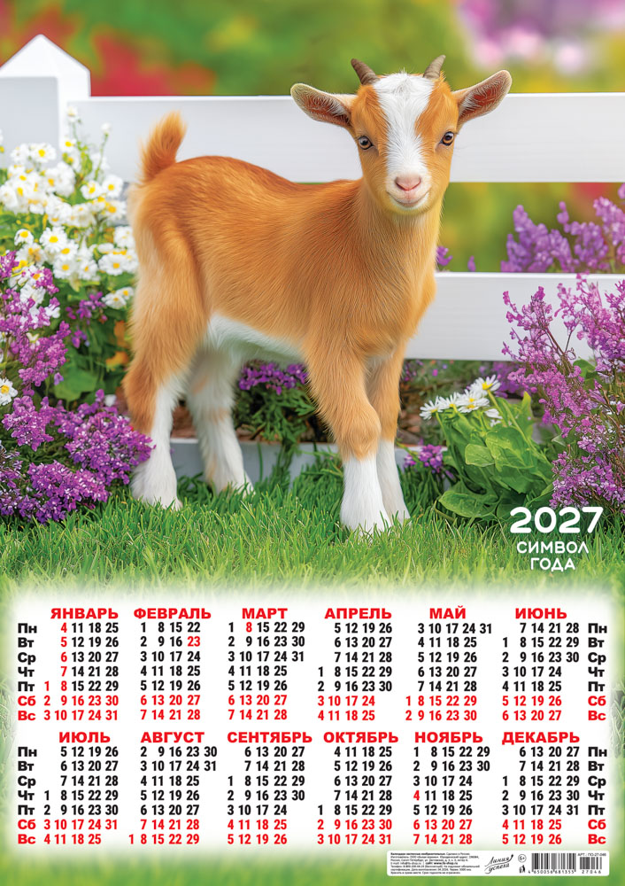 Календарь настенный 2027 а2 "символ года. прогулка"