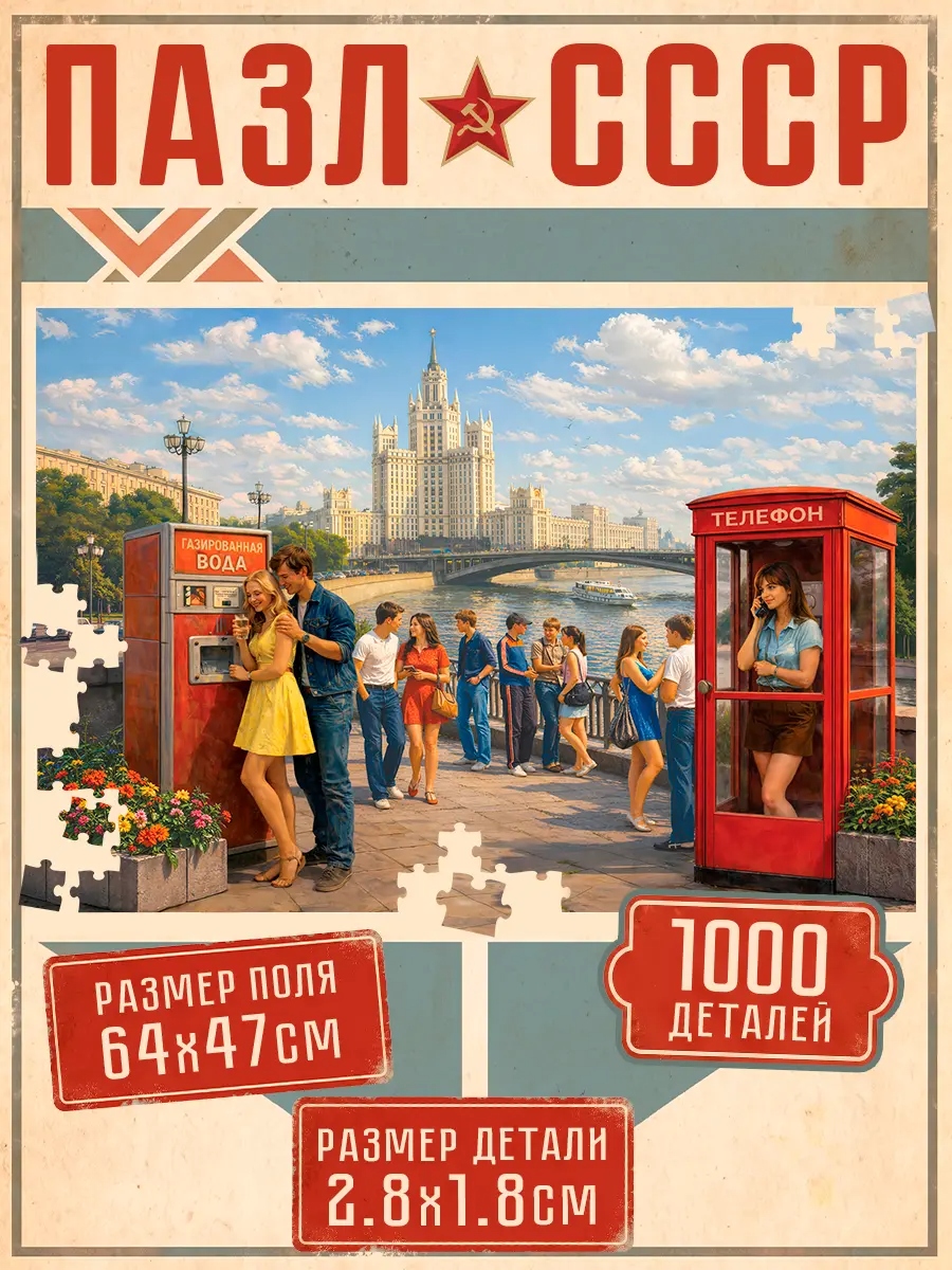 Пазлы 1000 дет. "ссср. студенты на набережной" (рыжий кот)