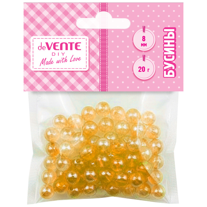 Бусины devente "citrus twist" пластиковые 8мм, 20г оранжевые