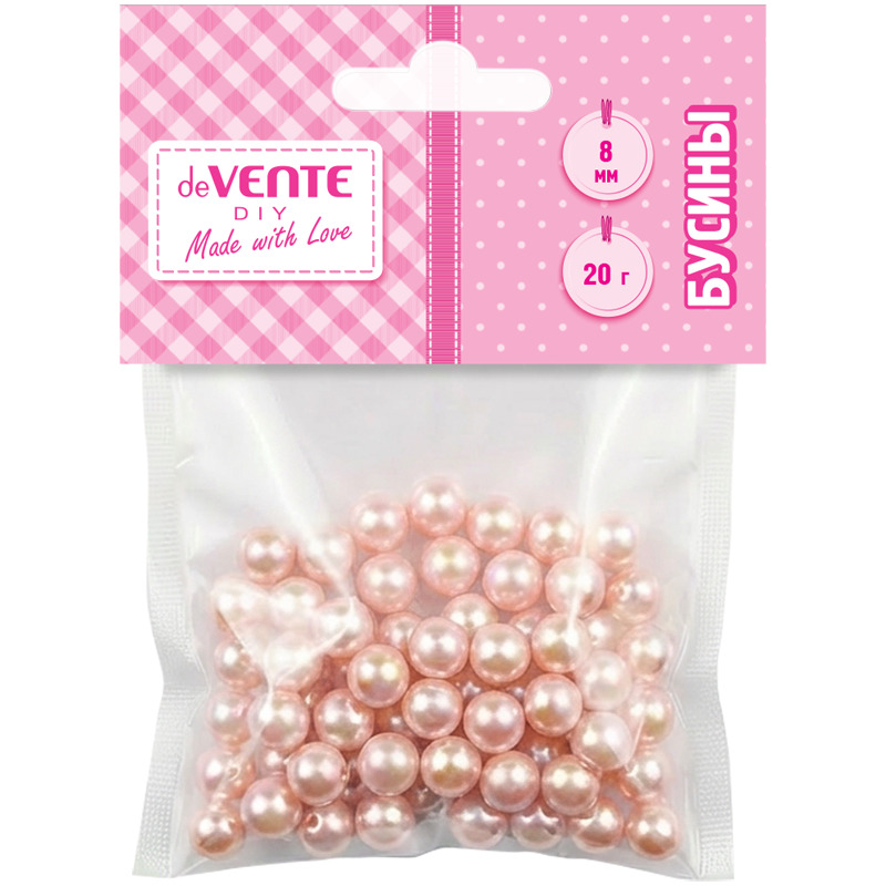 Бусины devente "pink gloss" пластиковые 8мм, 20г розовый блеск