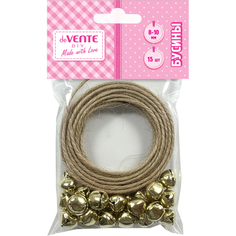 Бубенчики декоративные devente "diy golden bells" 15шт. золото металл