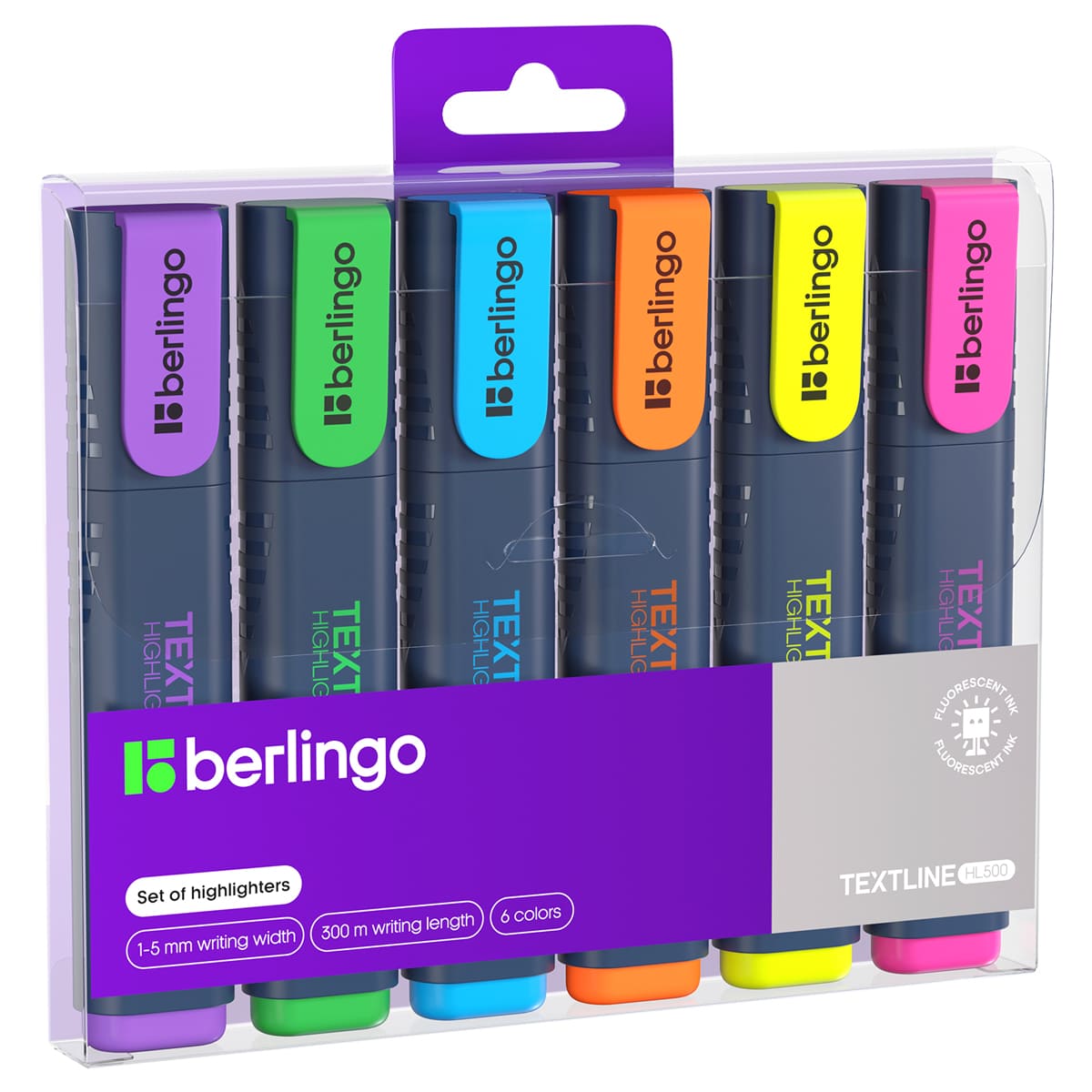 маркер текстовый набор 6цв. berlingo "textline hl500" резец 1,0мм-5,0мм Маркер текстовый набор 6цв. berlingo "textline hl500" резец 1,0мм-5,0мм