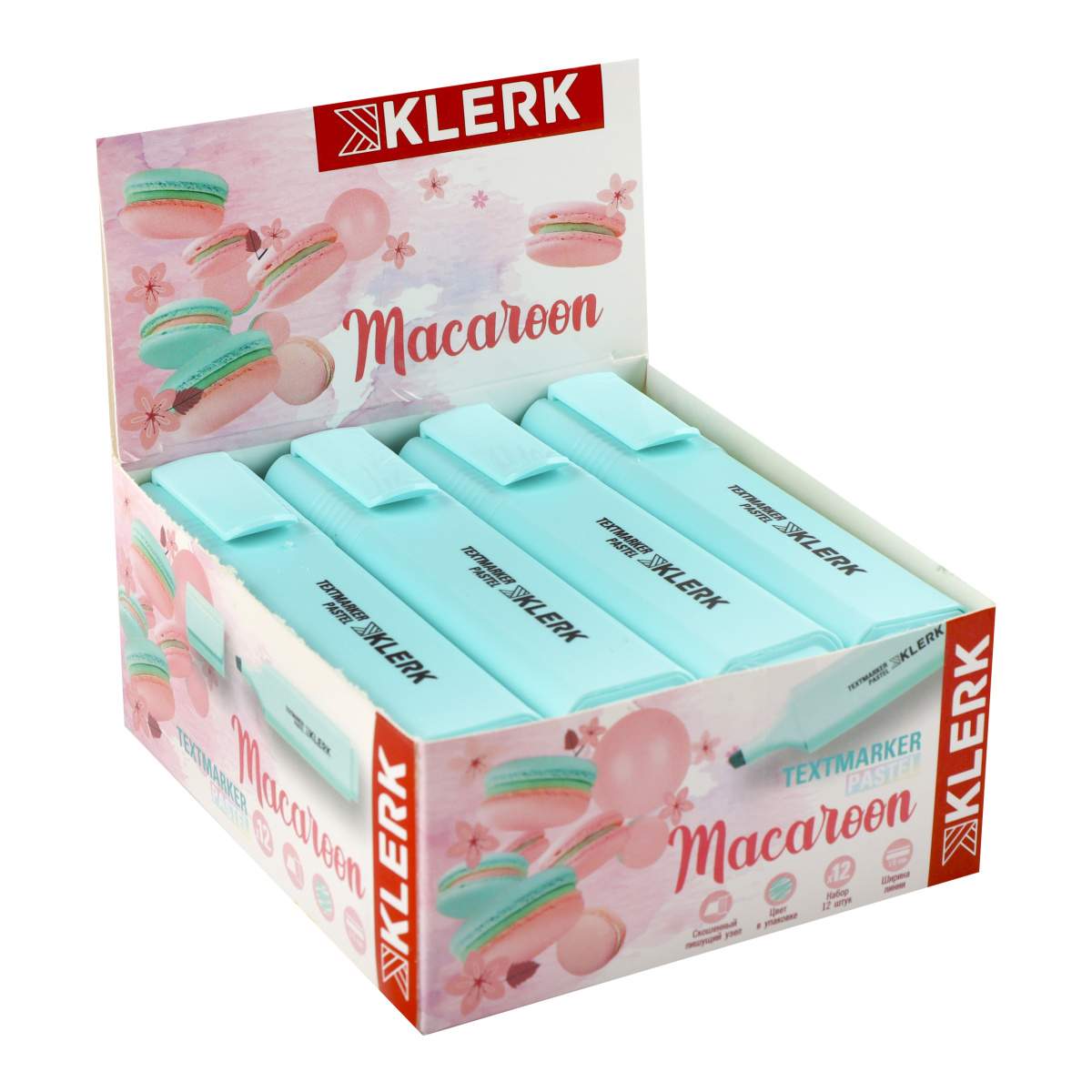 Маркер текстовый klerk "macaroon pastel" бирюзовый резец 1,0мм-5,0мм